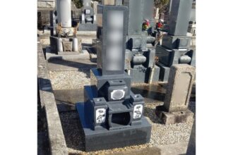 【新規墓石建立】名古屋市対応｜平和公園｜8寸3段墓石（中国御影石）｜施工事例