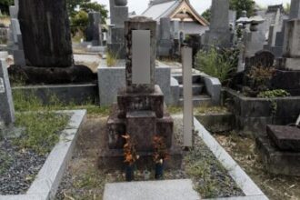 【墓石クリーニング】刈谷市｜コケ・黒ずみ除去｜施工事例 Before